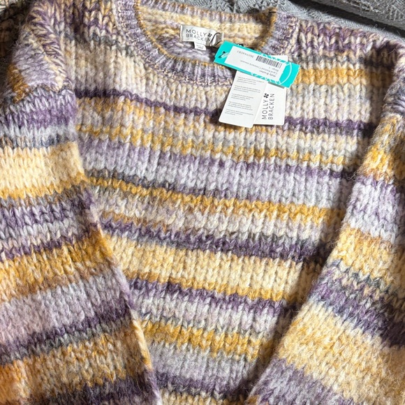 Molly Bracken Carol Knitted Crewneck Striped Sweater Size: L - Picture 8 of 12